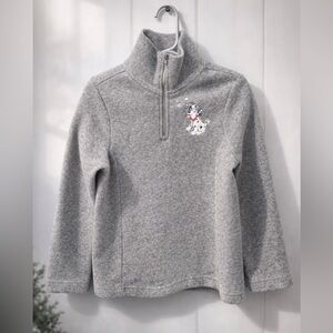 Disney Store 101 Dalmatians Kids Gray Quarter Zip Fleece Pullover Size Small